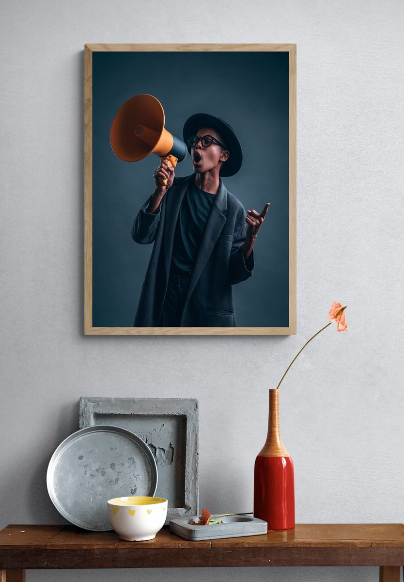 Megaphone Protest Portrait Poster. — room view 3