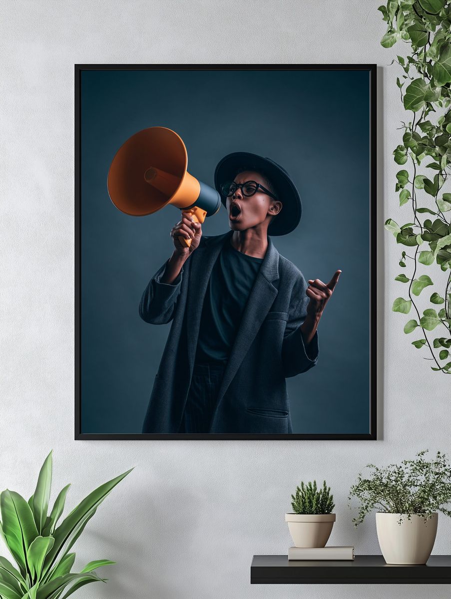 Megaphone Protest Portrait Poster. — room view 4