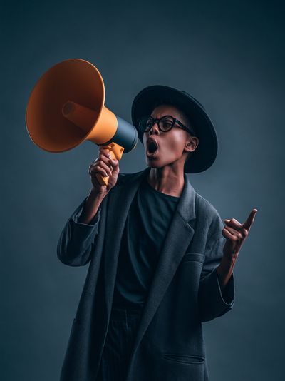 Megaphone Protest Portrait Poster.