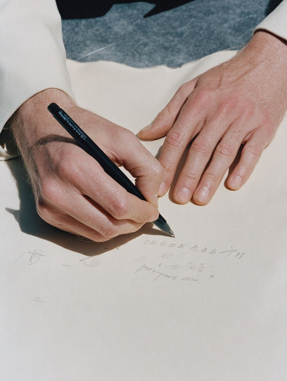 Hands Writing on Paper Photography Poster. poster detail