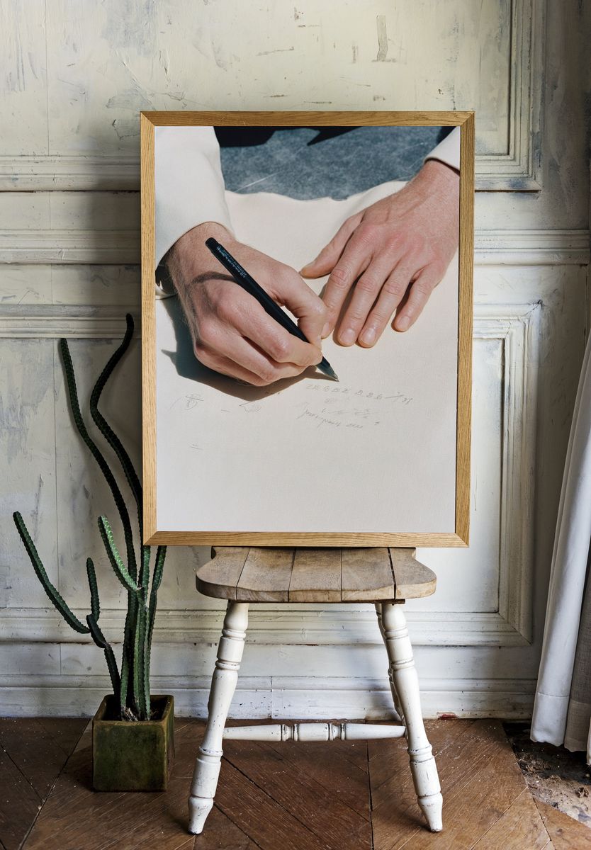 Hands Writing on Paper Photography Poster. room preview