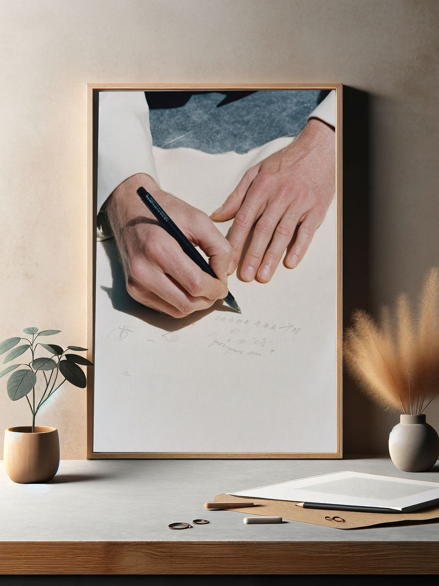 Hands Writing on Paper Photography Poster. — room view 2