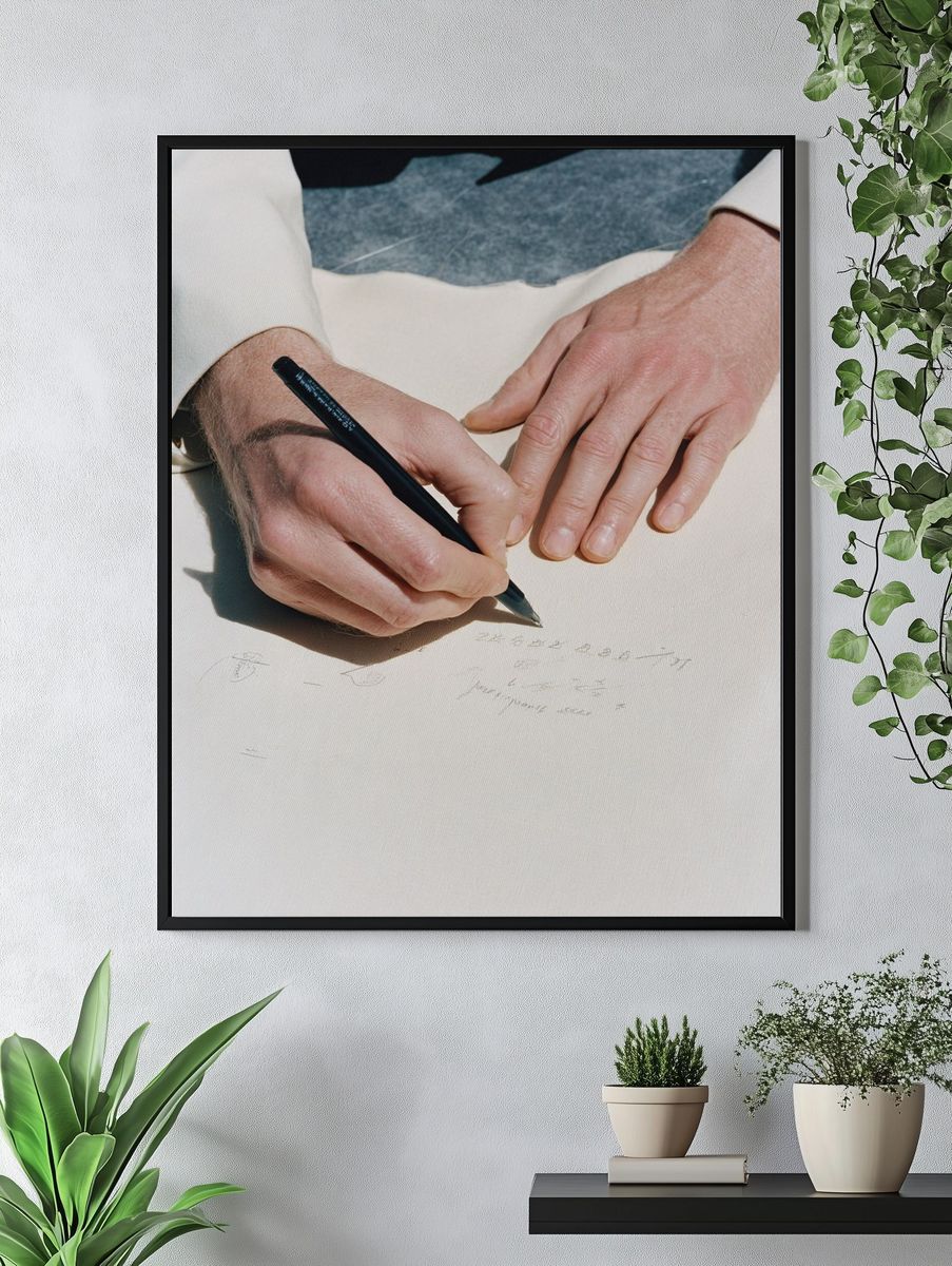 Hands Writing on Paper Photography Poster. — room view 4