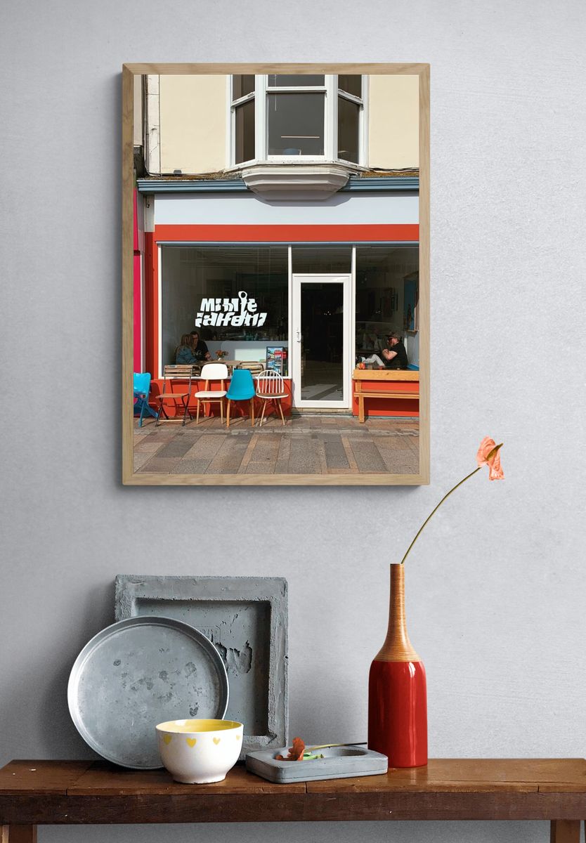 Colorful Cafe Facade Photography Poster. — room view 3