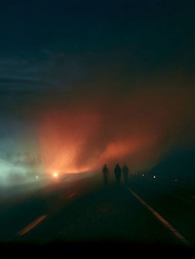 Foggy Night Road Photography Poster. poster