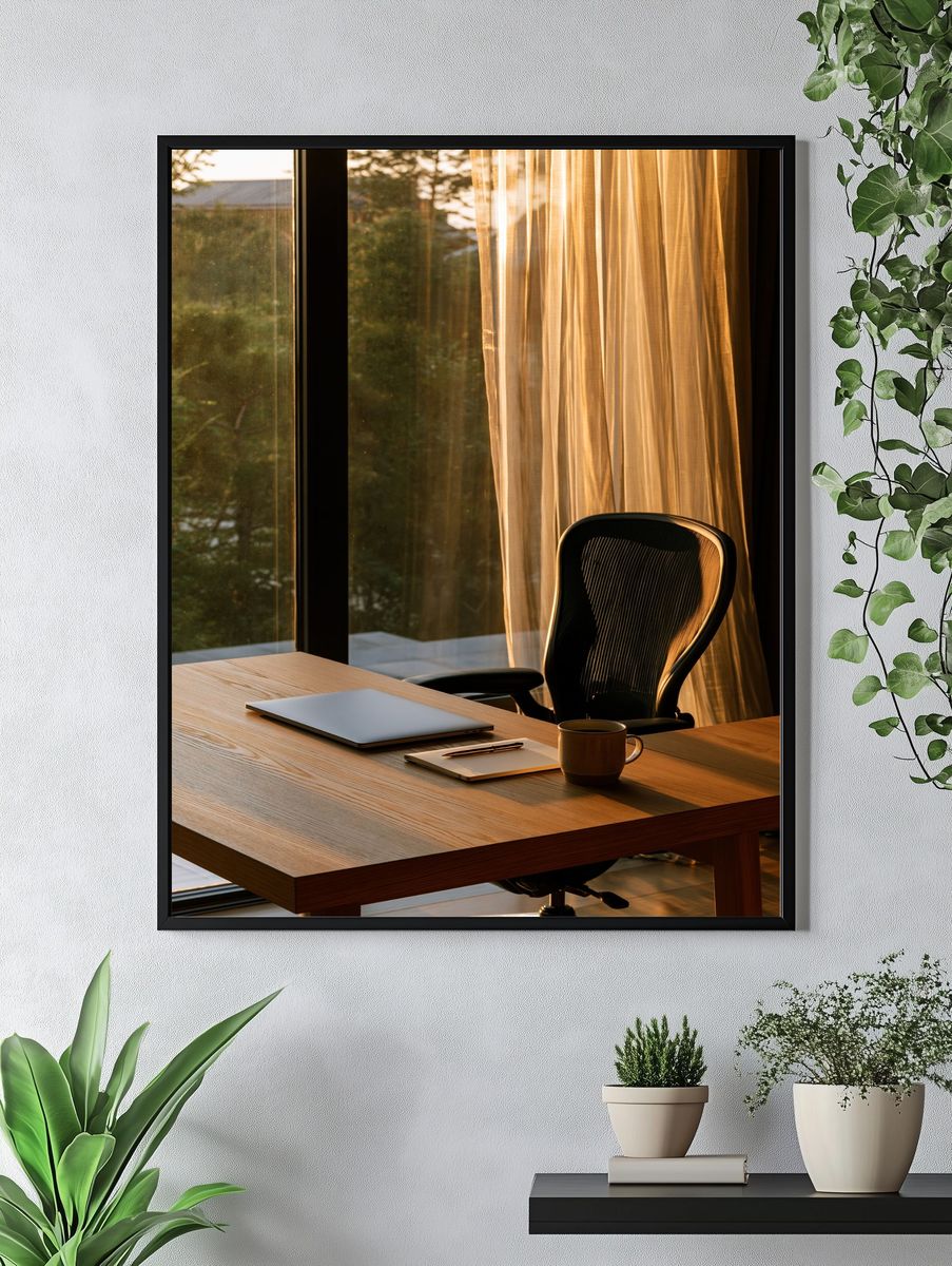 Sunlit Modern Office Photography Poster. — room view 4