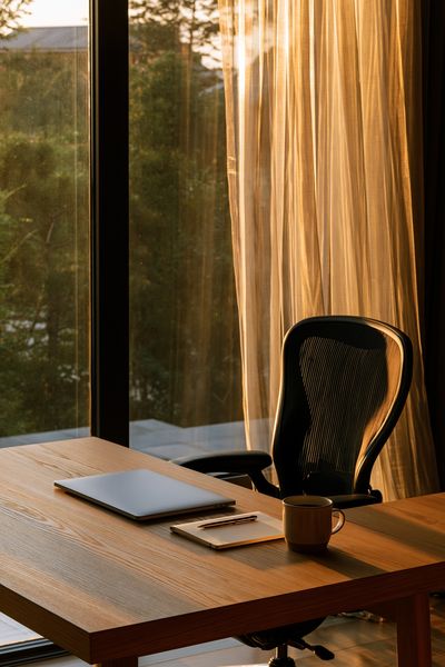 Sunlit Modern Office Photography Poster.