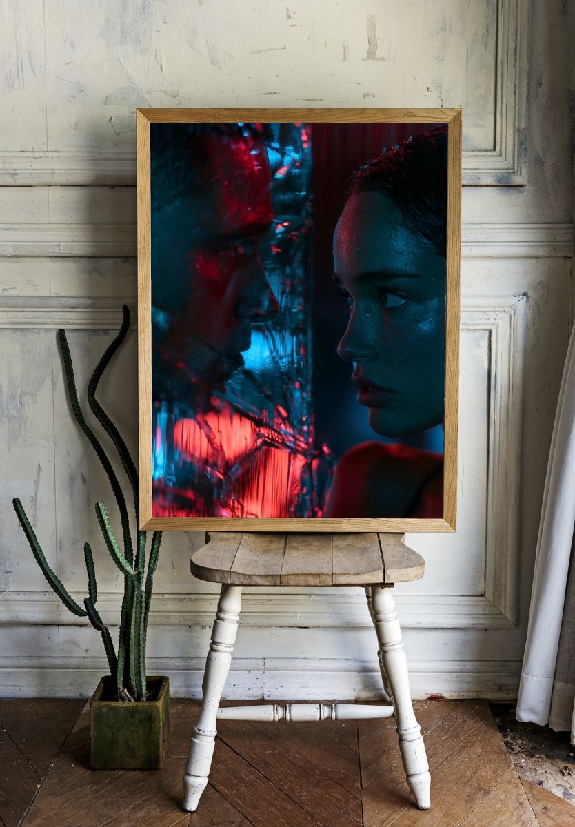 Neon Reflection Portrait Print. room preview