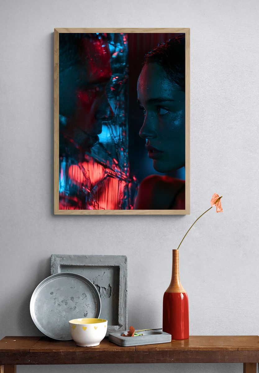 Neon Reflection Portrait Print. — room view 3