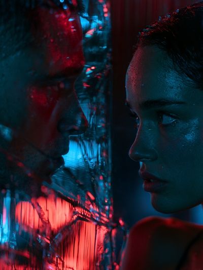 Neon Reflection Portrait Print.