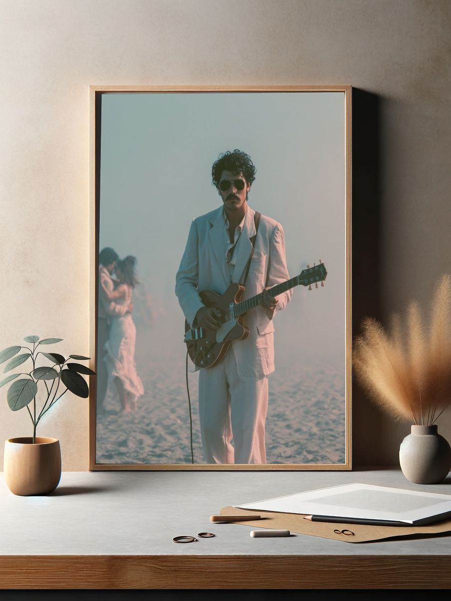 Beach Guitarist Photography Poster. — room view 2