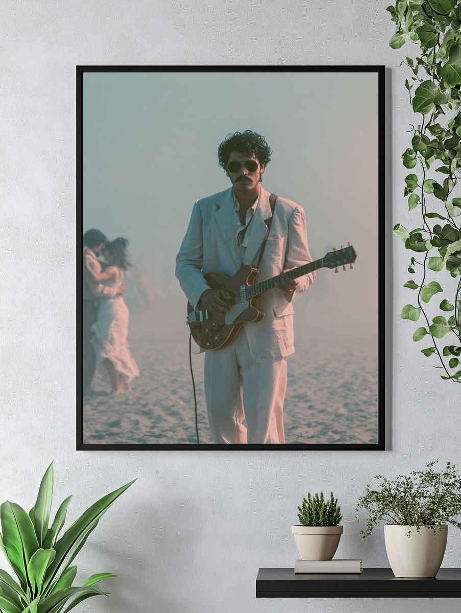 Beach Guitarist Photography Poster. — room view 4