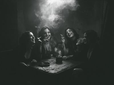 Smoky Night Portrait Photography Poster. poster