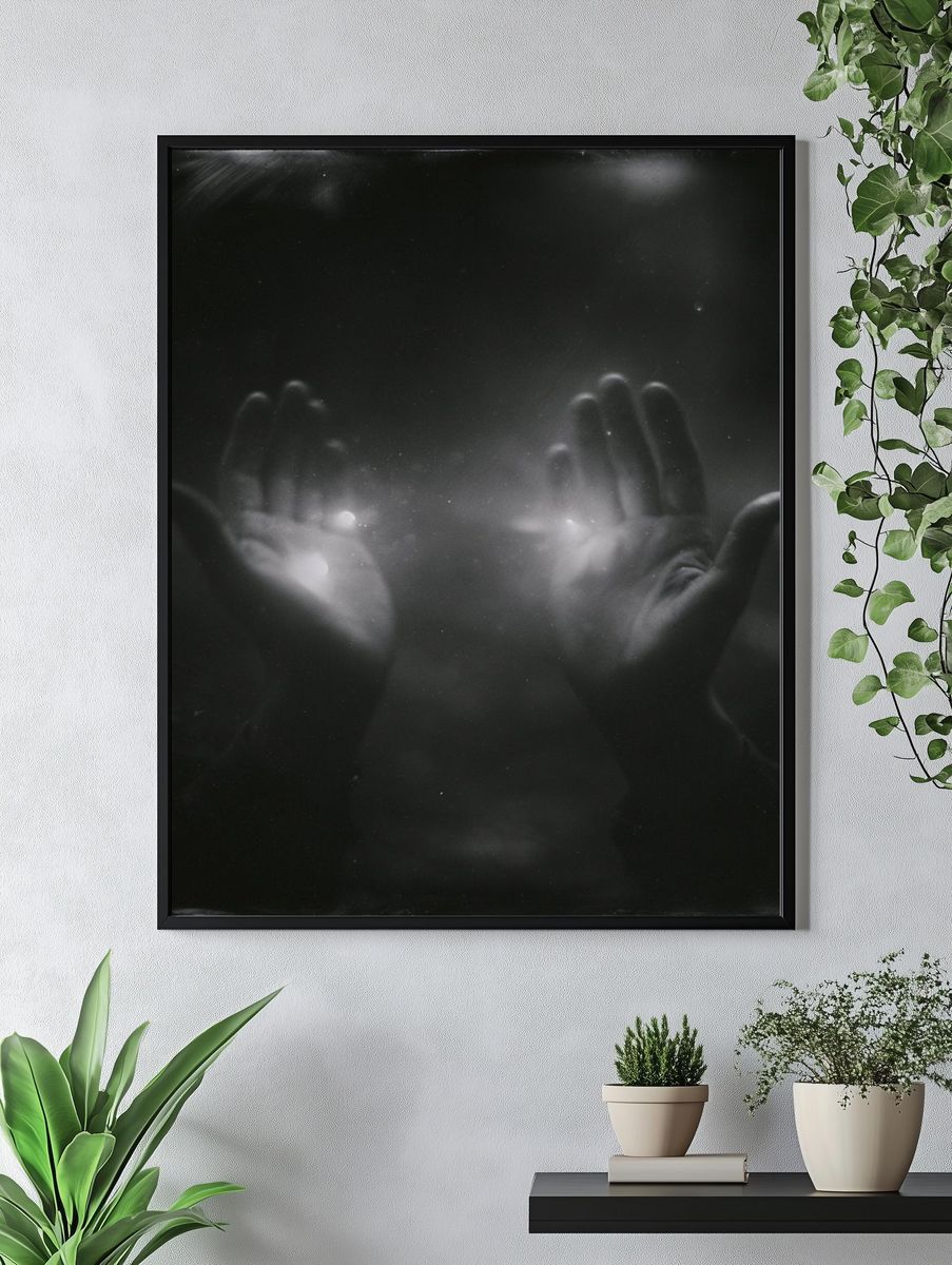 Hands in Light Photography Poster. — room view 4