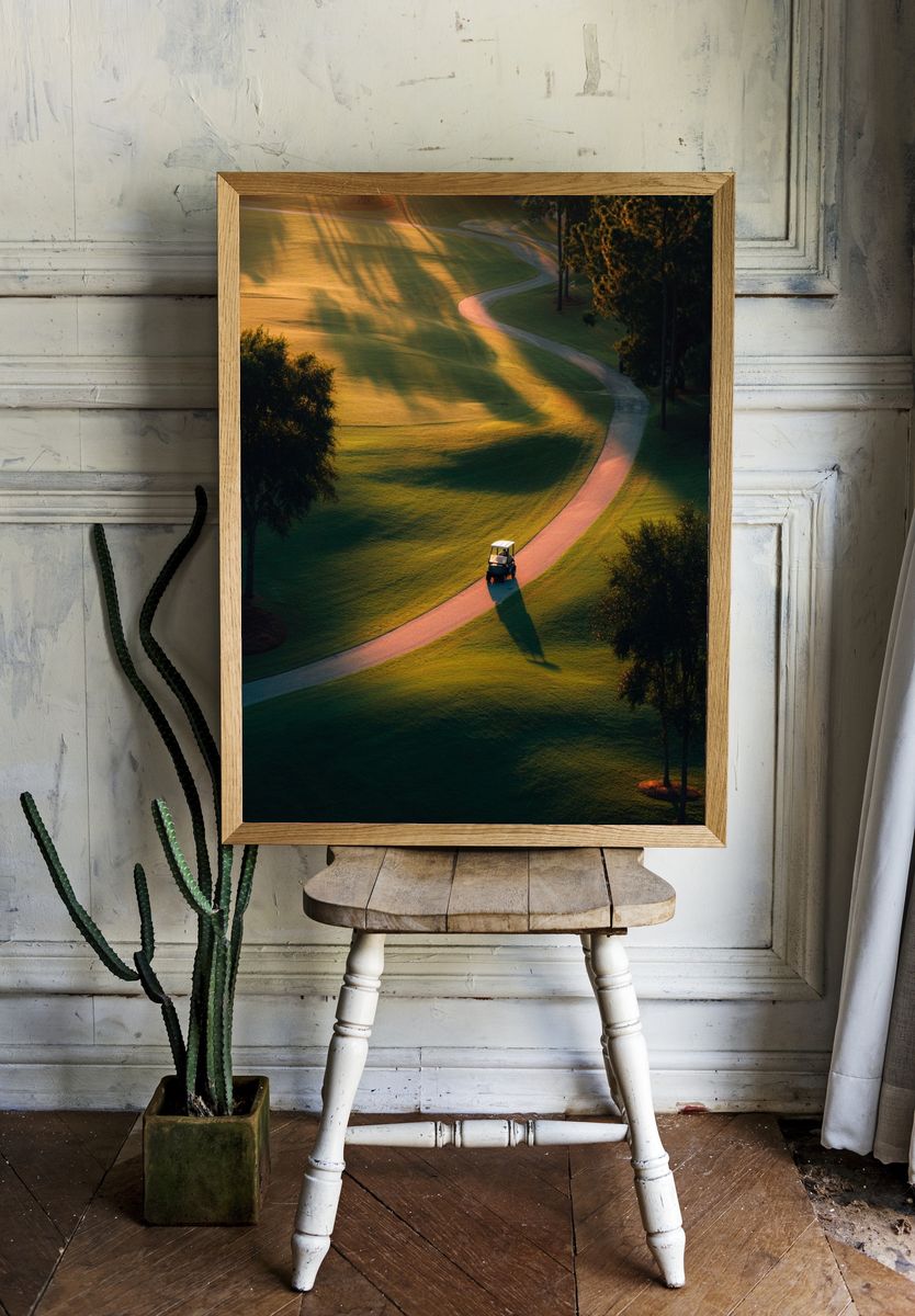 Sunlit Golf Course Landscape Poster. room preview