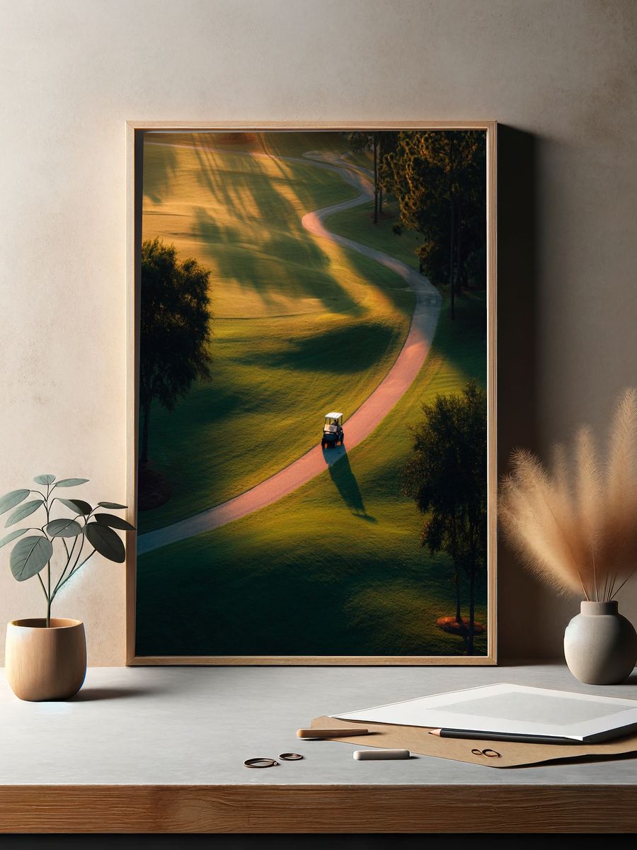 Sunlit Golf Course Landscape Poster. — room view 2