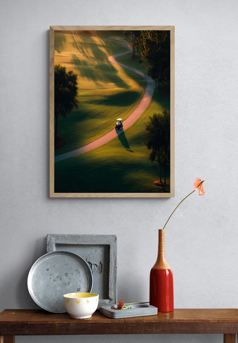 Sunlit Golf Course Landscape Poster. — room view 3