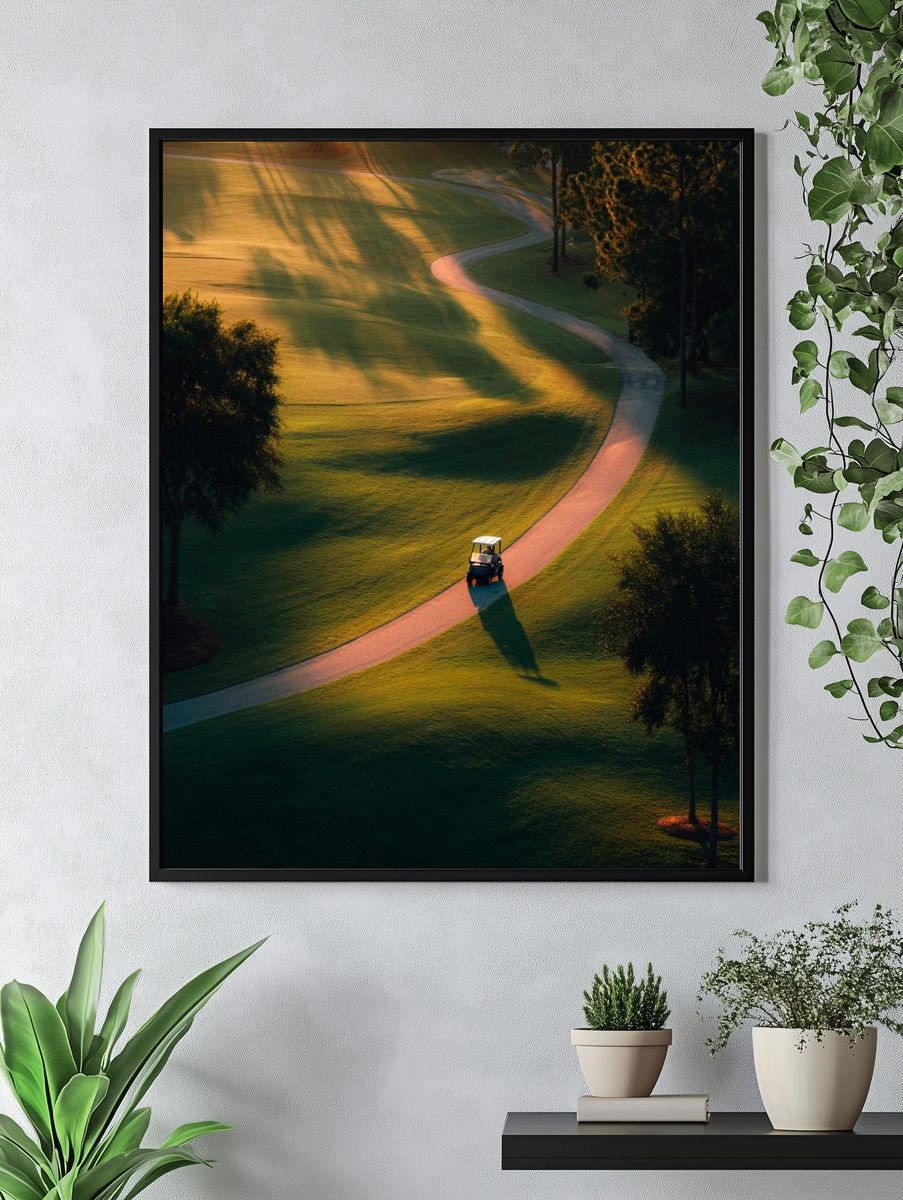Sunlit Golf Course Landscape Poster. — room view 4