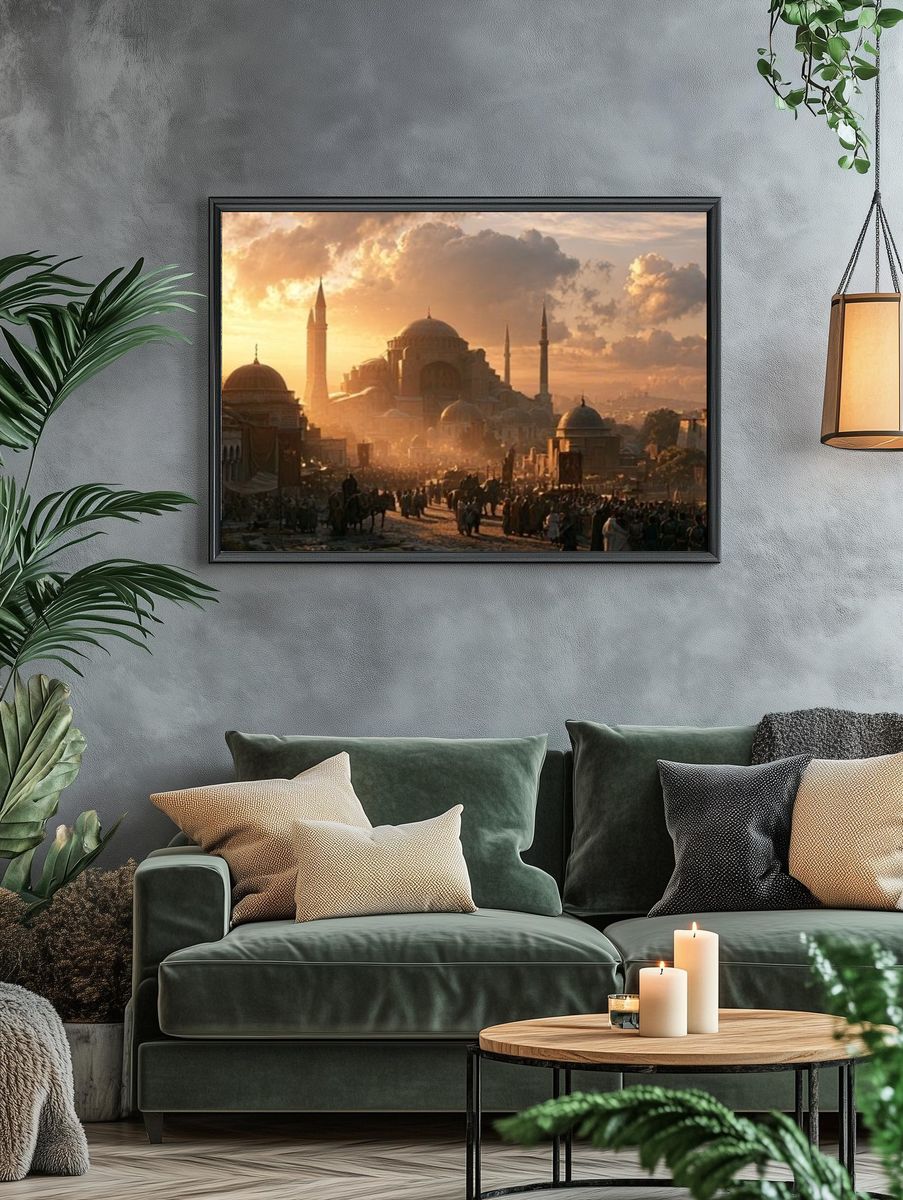 Sunset Ottoman Cityscape Photography Poster. — room view 4