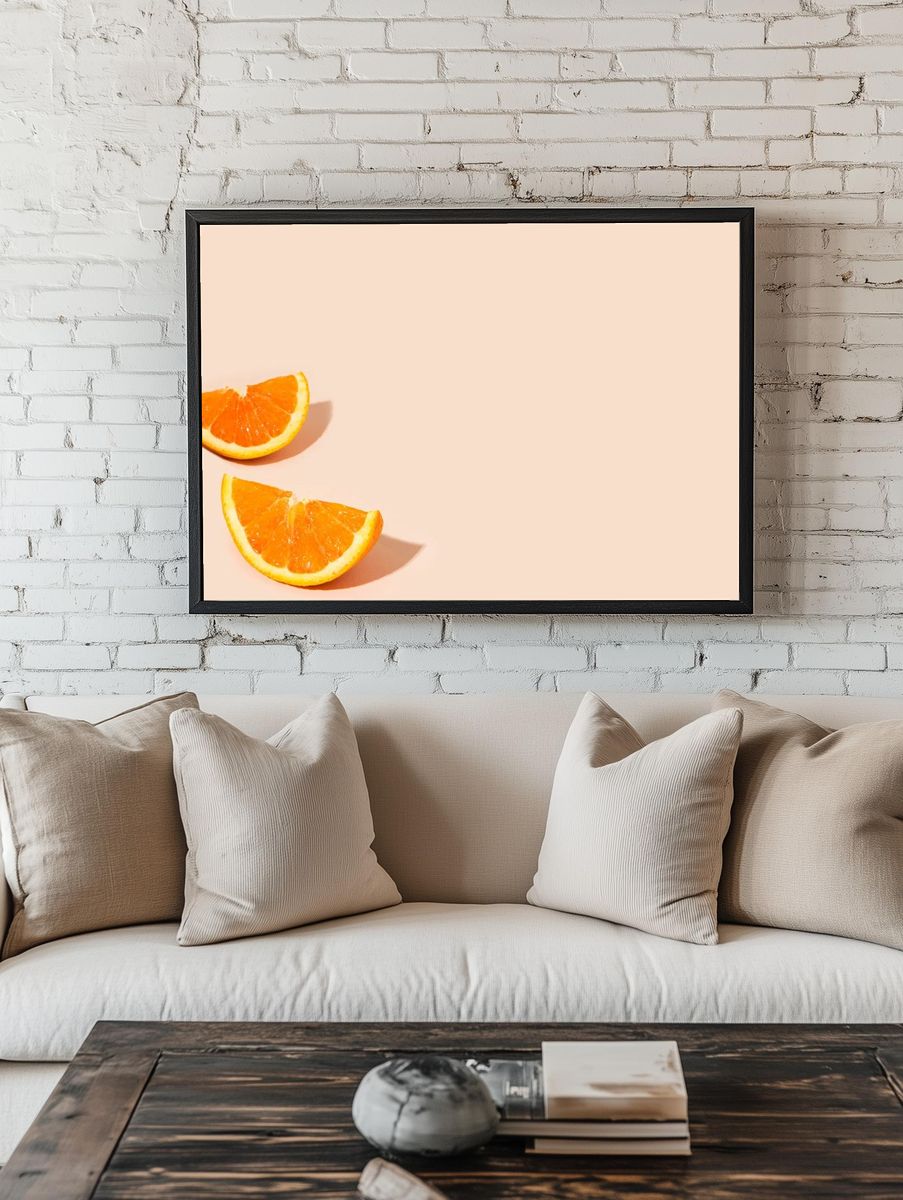 Delicious orange citrus fruit pieces. room preview