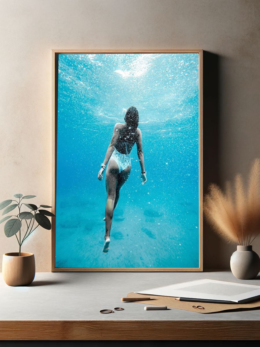 Woman swimming water. — room view 2