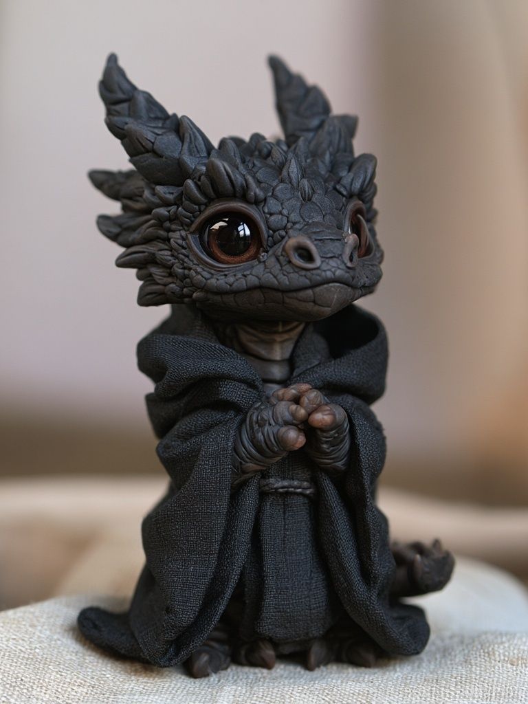 Cute Dragon Figurine Photography Poster. poster detail