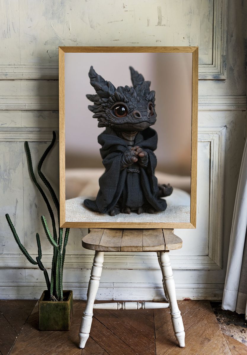 Cute Dragon Figurine Photography Poster. — room view 1