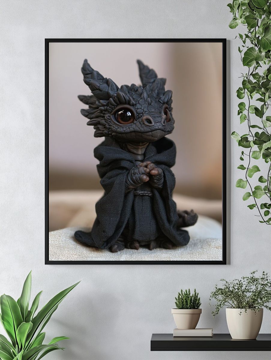 Cute Dragon Figurine Photography Poster. — room view 4