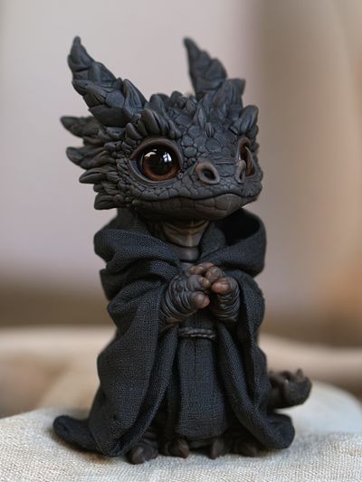 Cute Dragon Figurine Photography Poster.