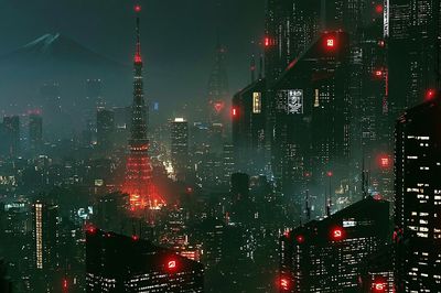 Neon Tokyo Skyline Photography Poster. poster