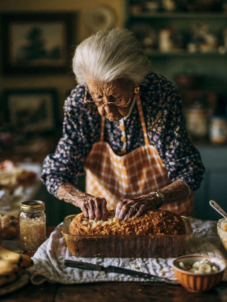 Grandmother Baking in Kitchen Photography Poster. poster detail