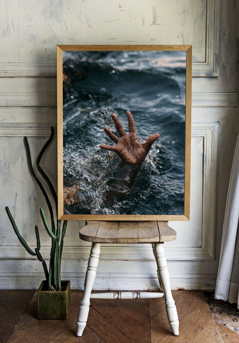 Drowning Hand Photography Poster. room preview