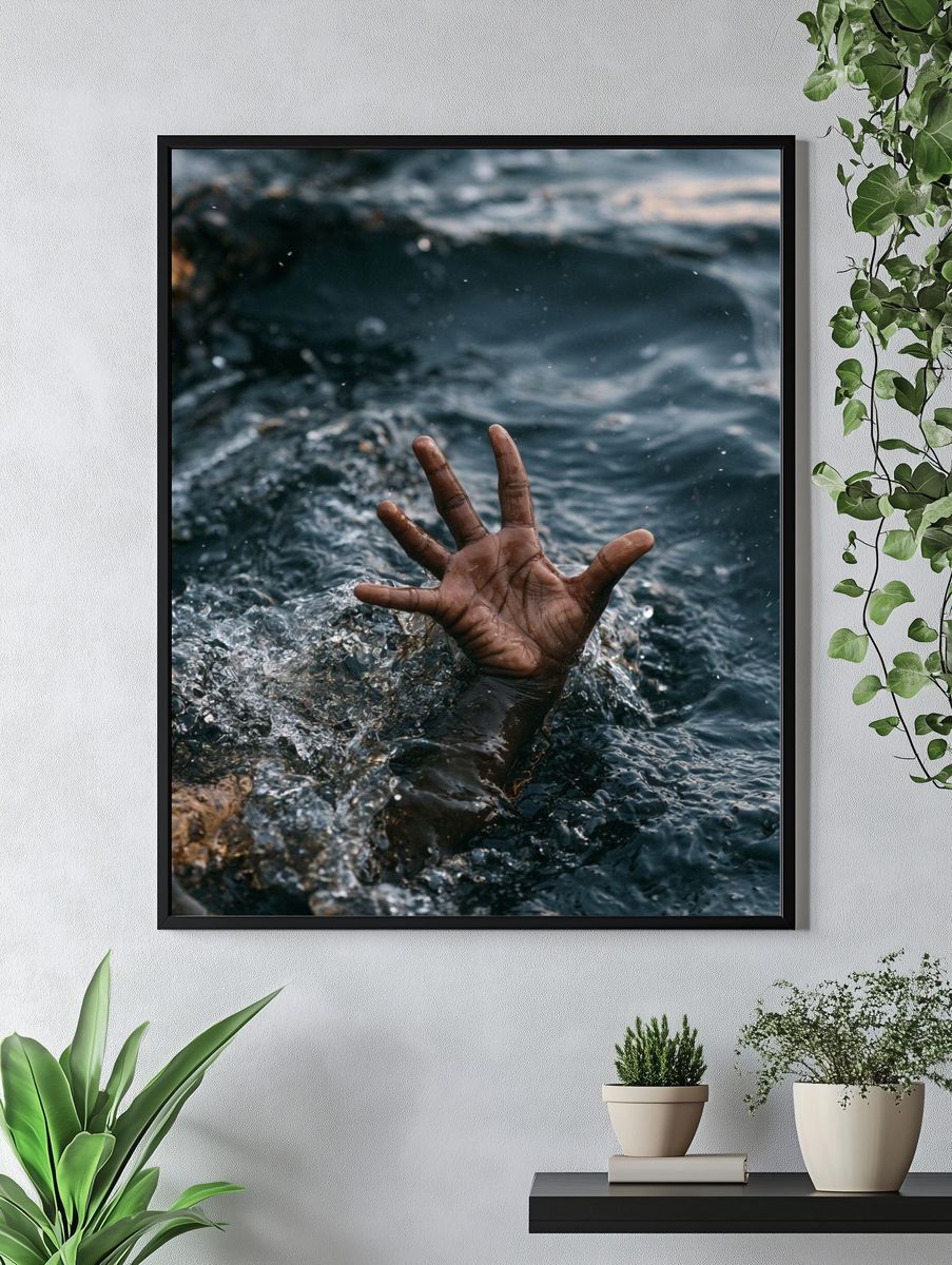 Drowning Hand Photography Poster. — room view 4