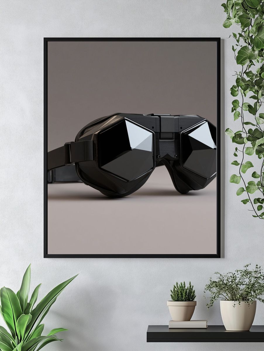 Futuristic Black VR Goggles Photography Poster. — room view 4