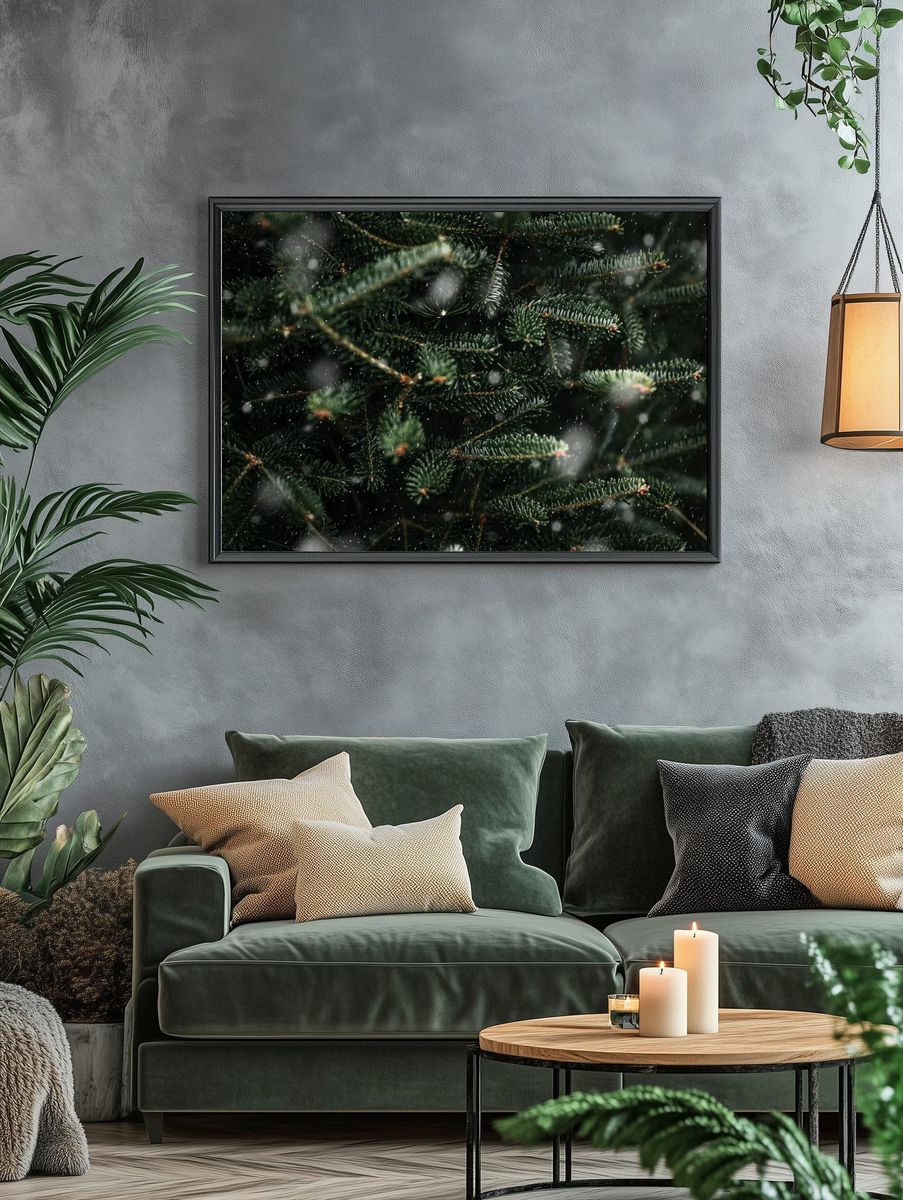 Closeup Christmas tree, green pine. — room view 4