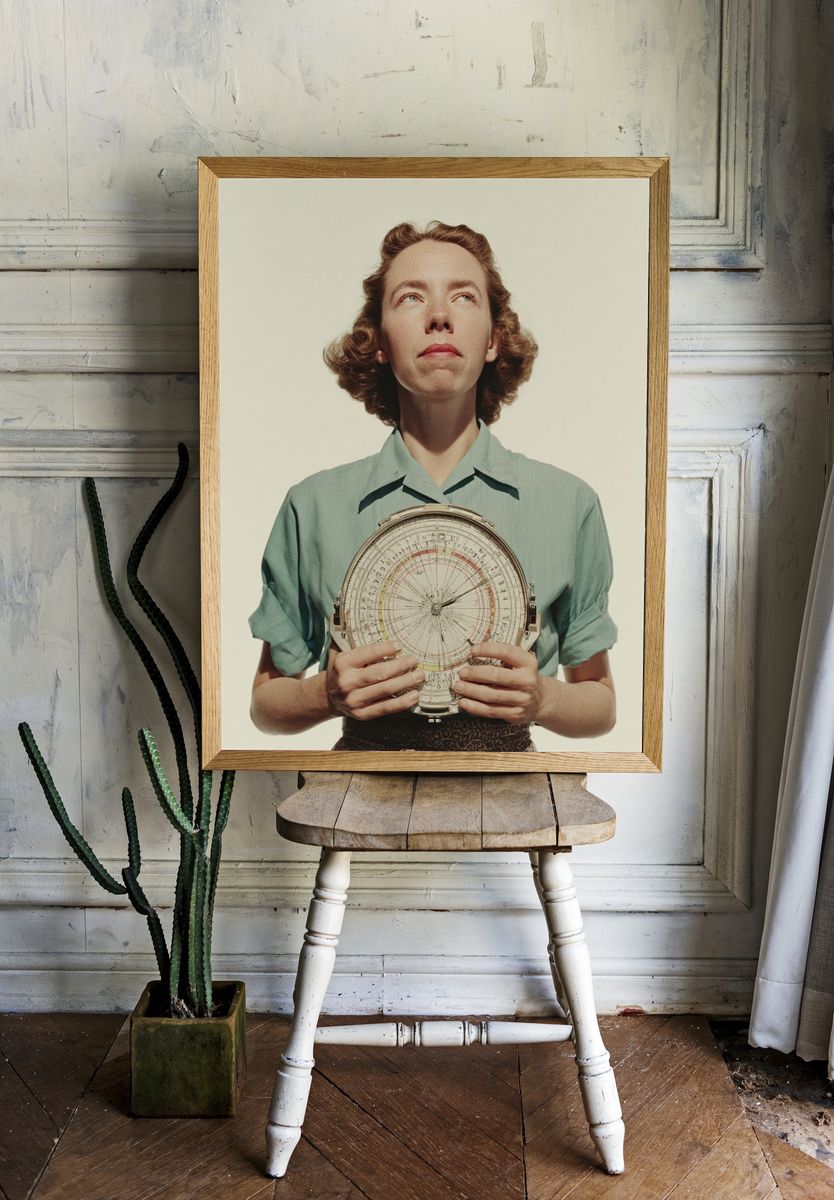Vintage Portrait with Nautical Instrument Poster. — room view 1