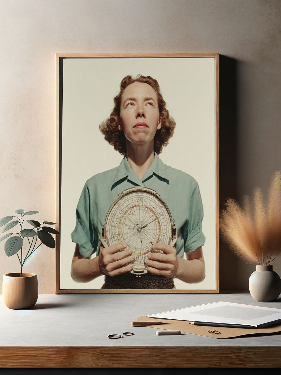Vintage Portrait with Nautical Instrument Poster. — room view 2
