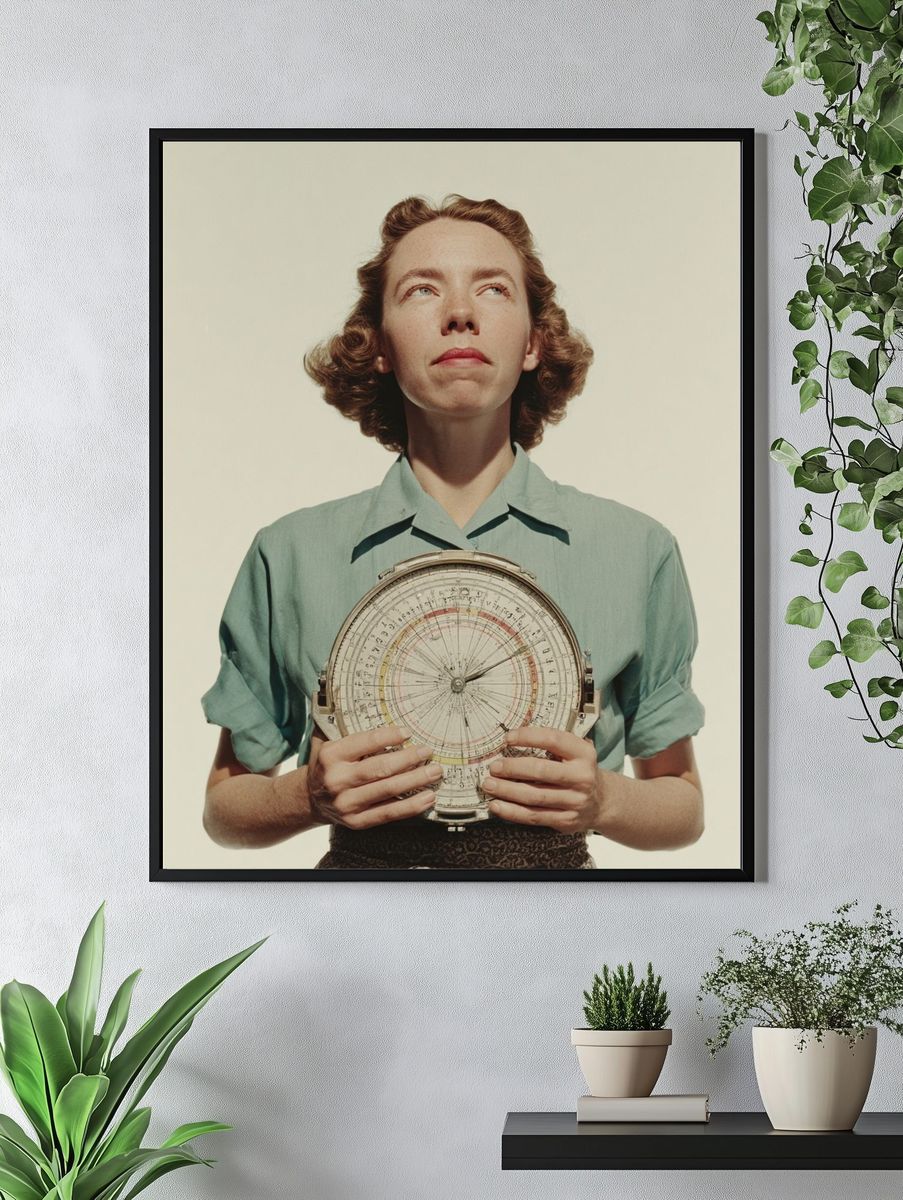 Vintage Portrait with Nautical Instrument Poster. — room view 4