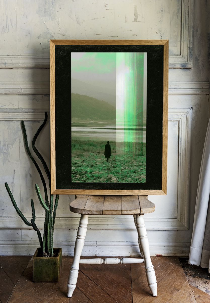 Glitch Landscape Photography Poster. room preview