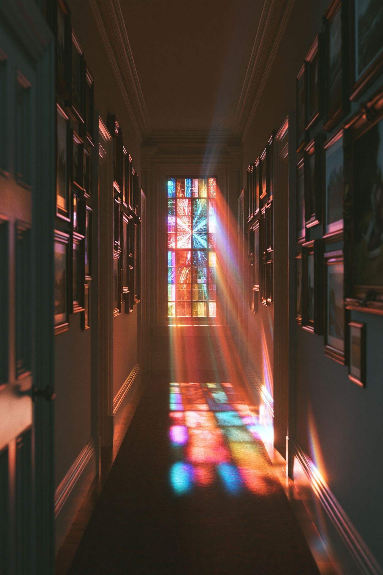 Stained Glass Hallway Light Poster. poster — photography art