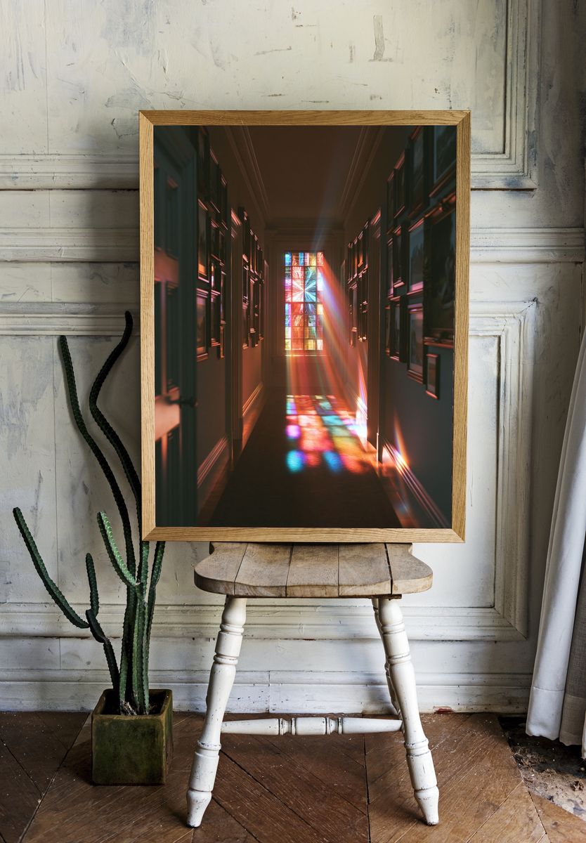 Stained Glass Hallway Light Poster. — room view 1
