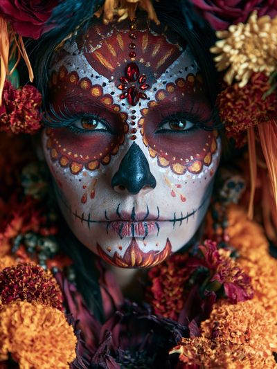 Sugar Skull Floral Portrait Poster.