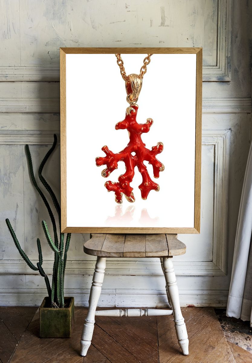 Red Coral Pendant Photography Poster. — room view 1