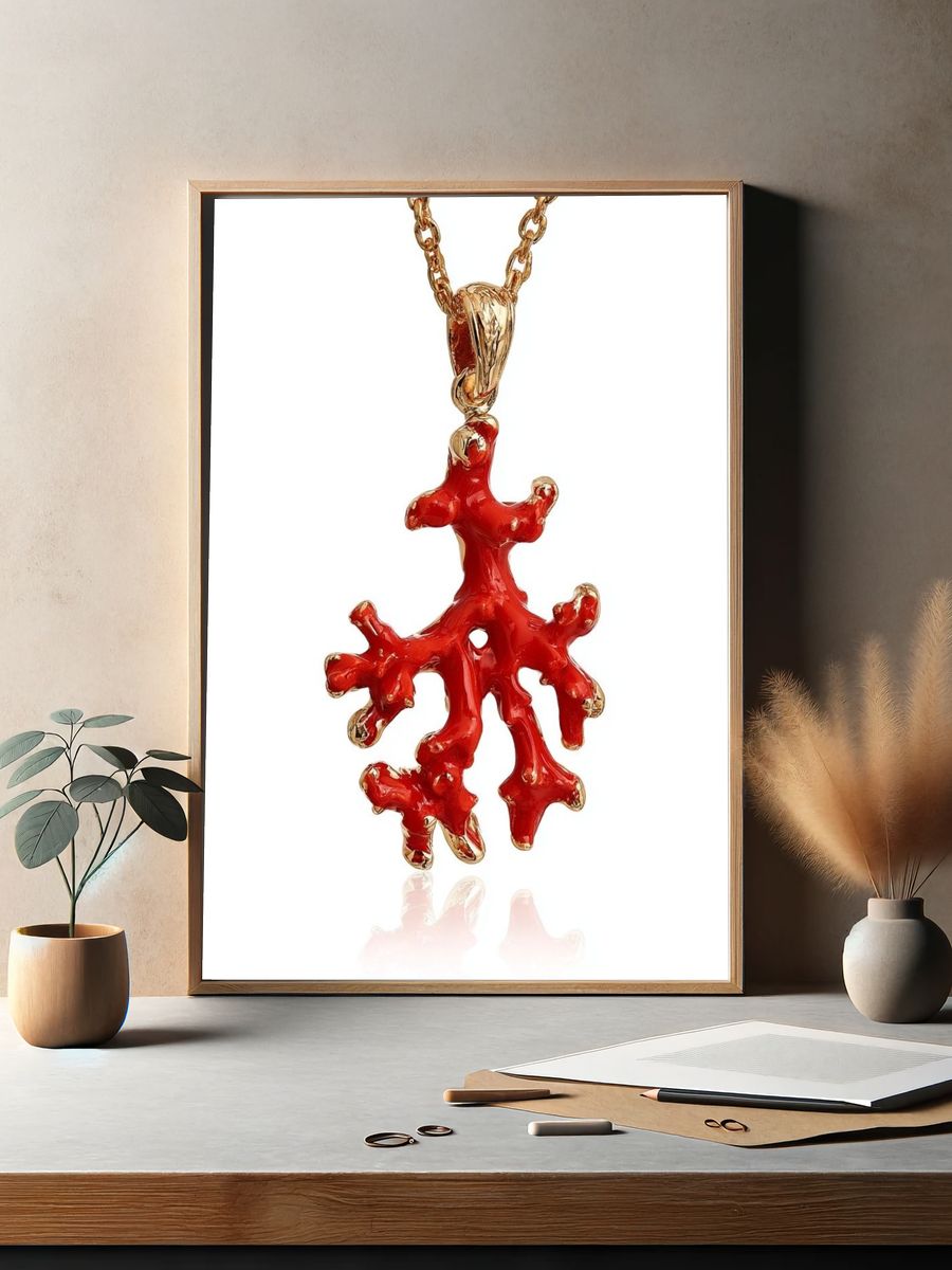 Red Coral Pendant Photography Poster. — room view 2