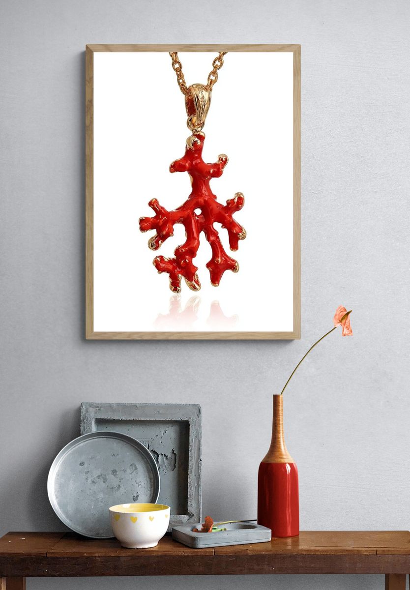 Red Coral Pendant Photography Poster. — room view 3