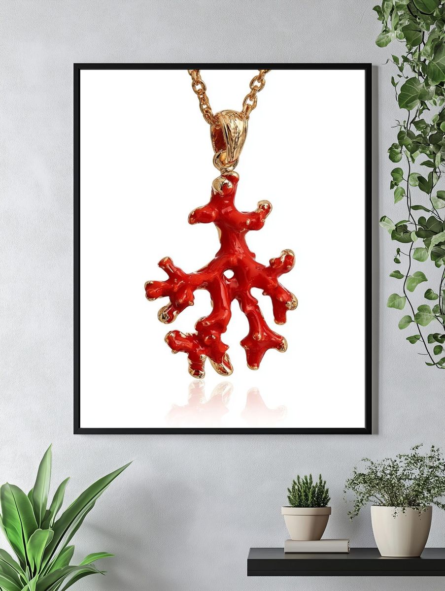 Red Coral Pendant Photography Poster. — room view 4