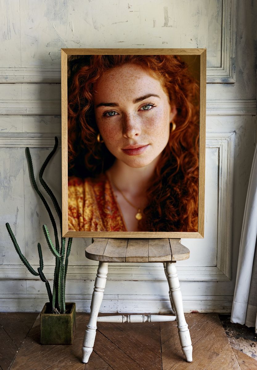Freckled Redhead Portrait Poster. — room view 1