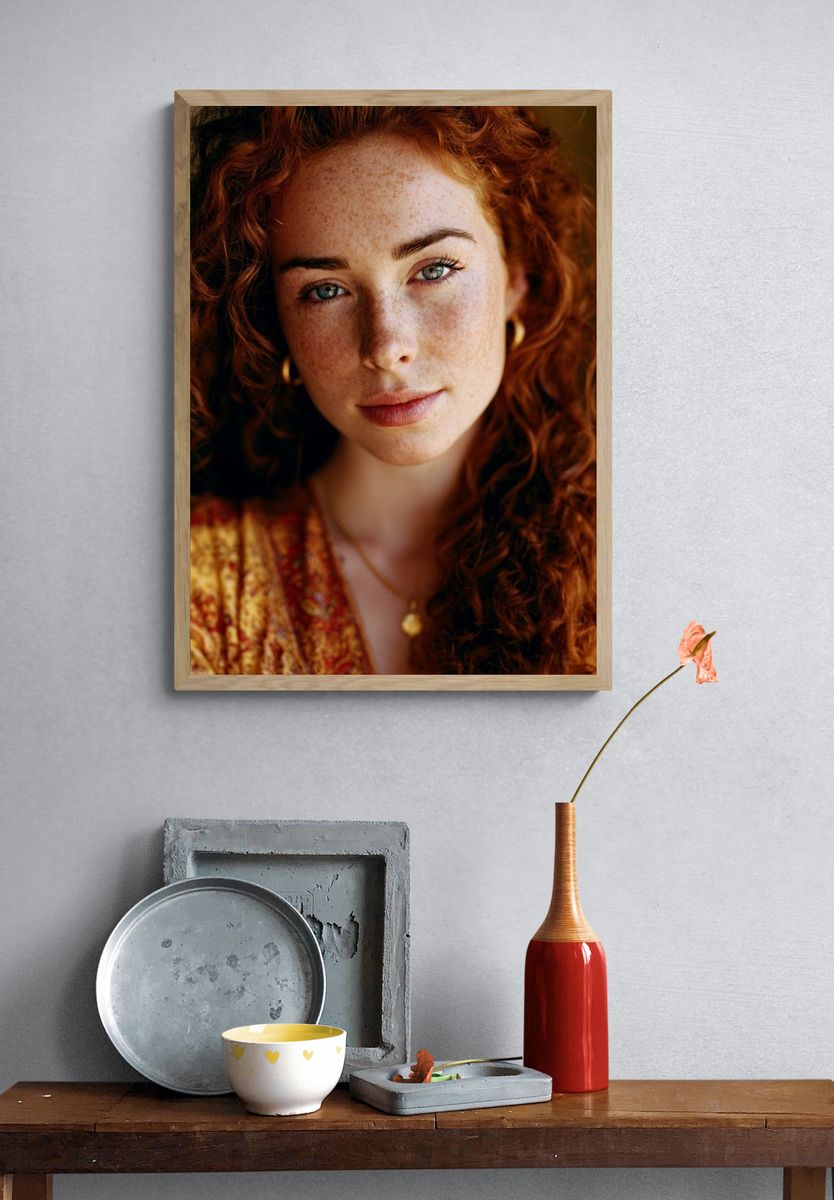 Freckled Redhead Portrait Poster. — room view 3