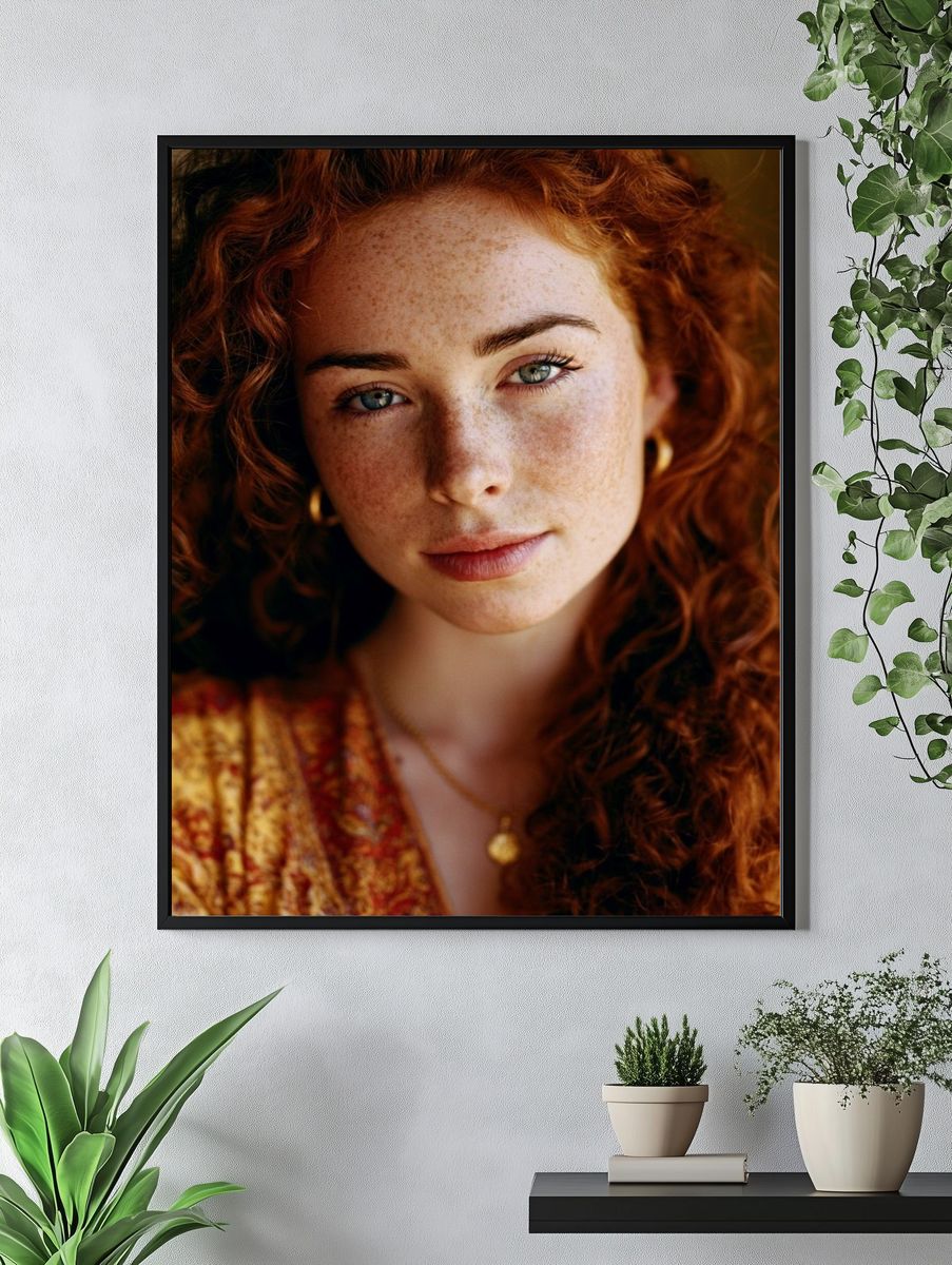 Freckled Redhead Portrait Poster. — room view 4