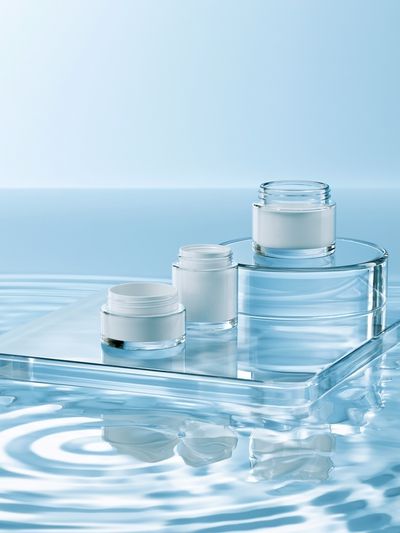 Blue Skincare Still Life Poster. poster